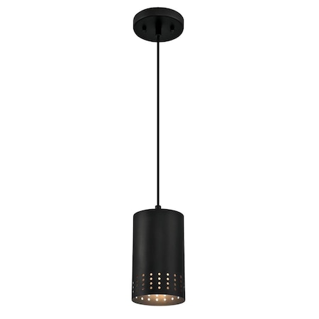 Pendant 60W Mini Phelps, Matte Black CylIndoorical Perforated Metal Shade